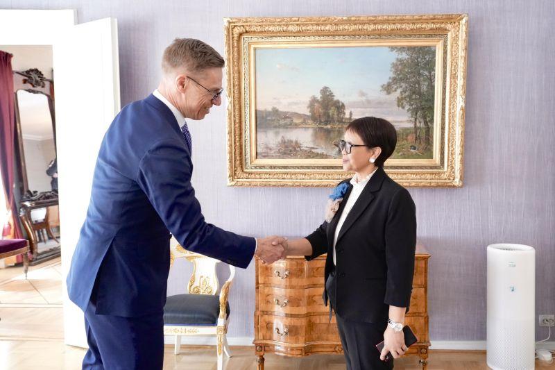 Bertemu Presiden Finlandia di Helsinki, Retno Minta Pengakuan Palestina