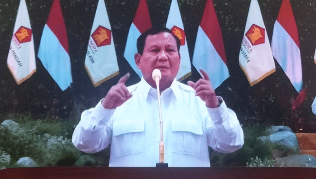 Prabowo Singgung PKS dan PKB dengan Pantun saat Apel Kader Gerindra