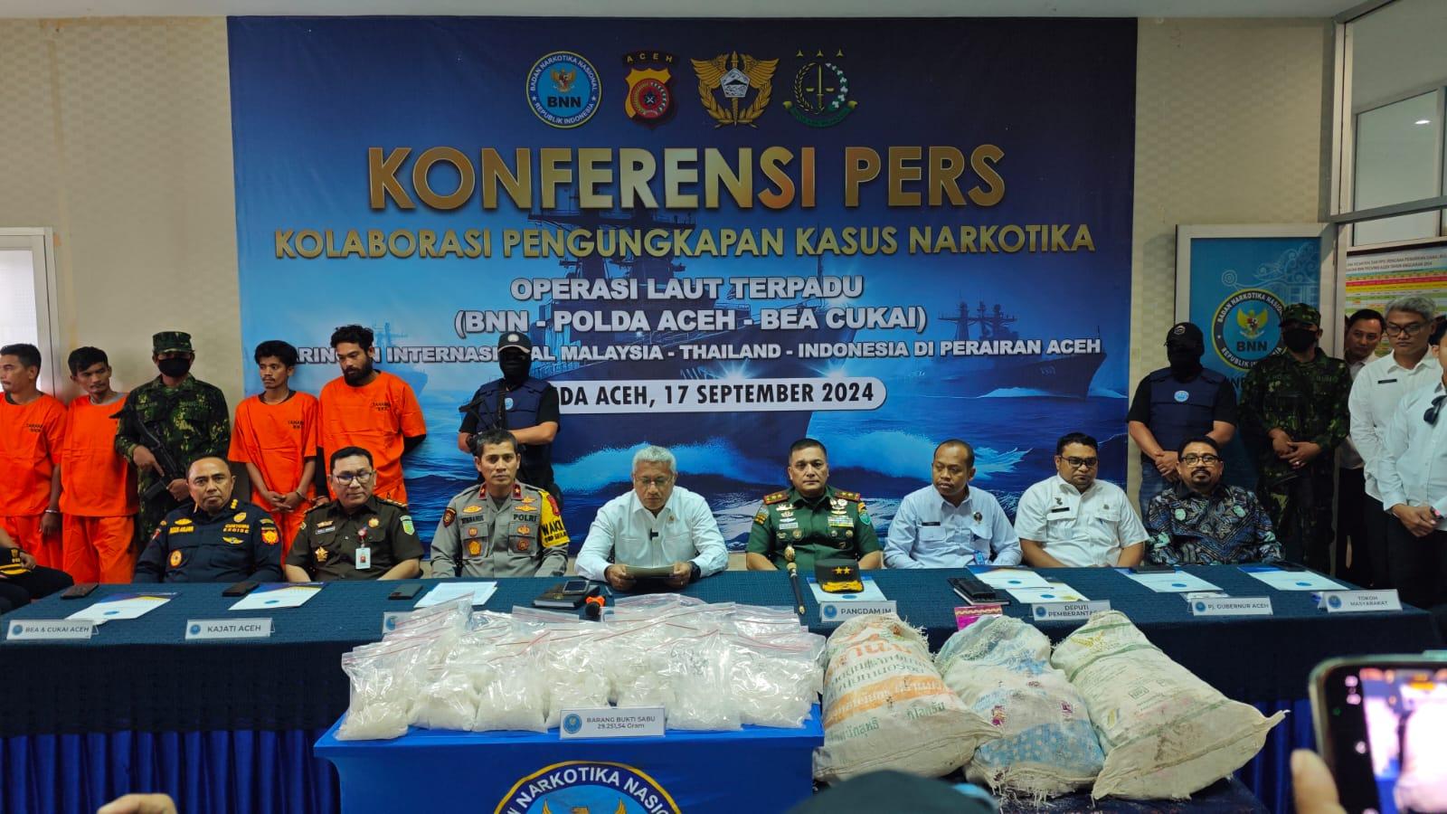 Bea Cukai, BNN, dan Polri Gagalkan Penyelundupan 29 Kg Sabu Jaringan Internasional di Aceh