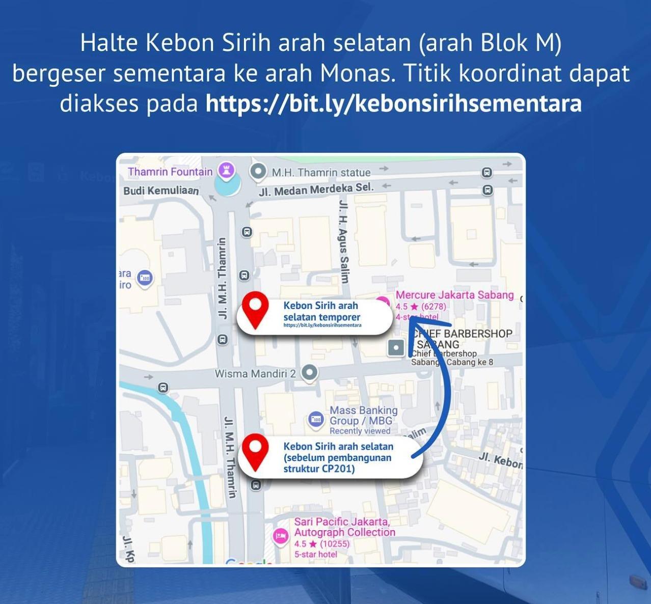 TransJakarta Geser Lokasi Halte Kebon Sirih Imbas Proyek MRT