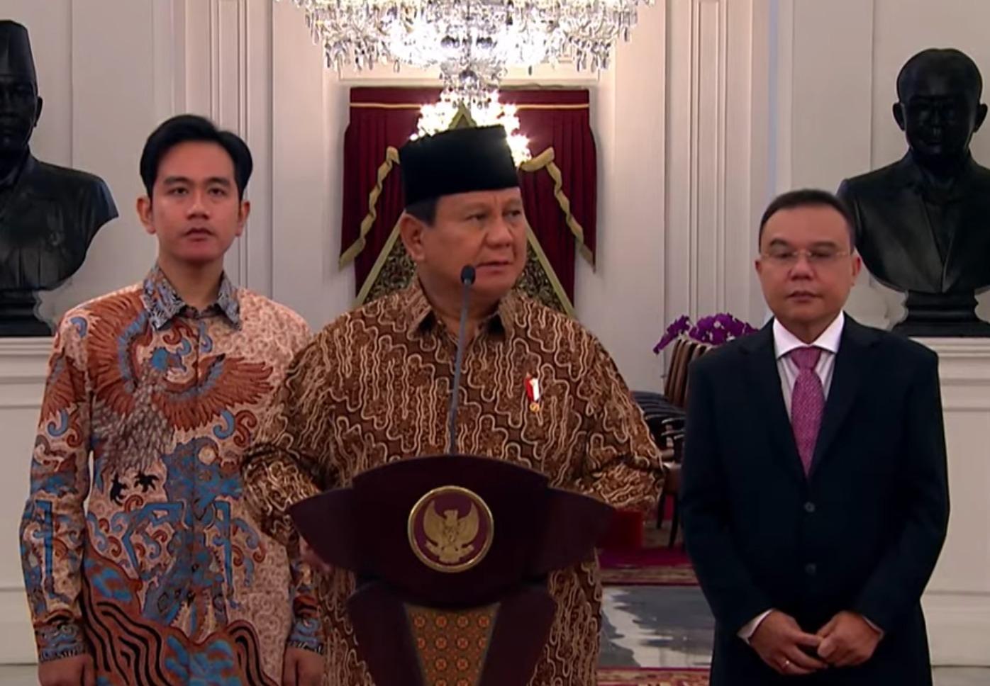 Resmi! Presiden Prabowo Umumkan Daftar Menteri, Mayor Teddy Sekretaris Kabinet
