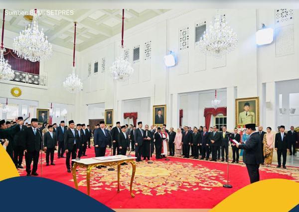 Presiden Prabowo Subianto Lantik Nusron Wahid sebagai Menteri ATR/Kepala BPN di Istana Negara