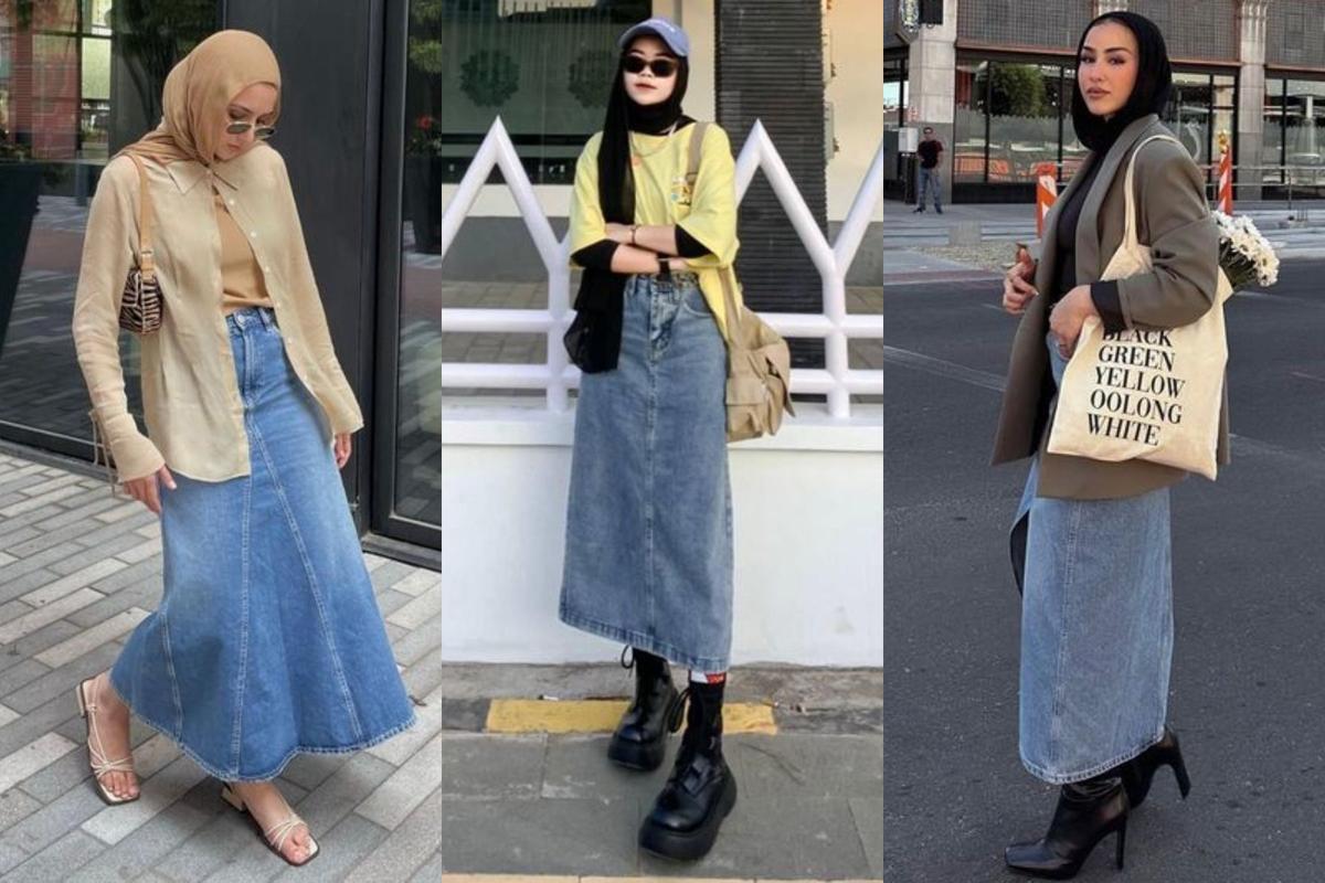 Padu Padan Outfit Rok Jeans dan Atasan yang Kekinian