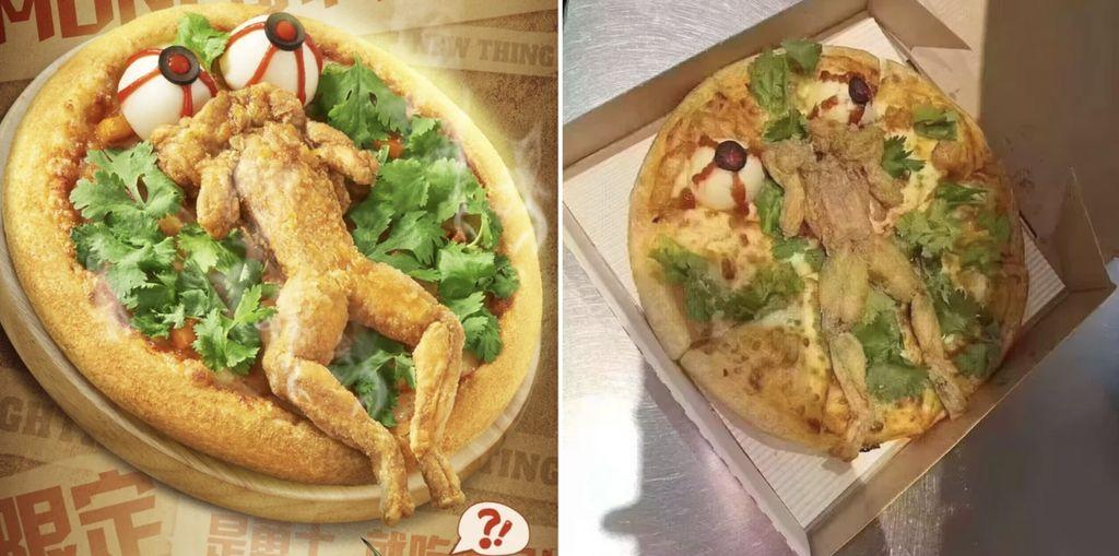 Pizza Ini Disajikan dengan Topping Kodok Goreng Tepung Plus Daun Ketumbar. Mau Coba?
