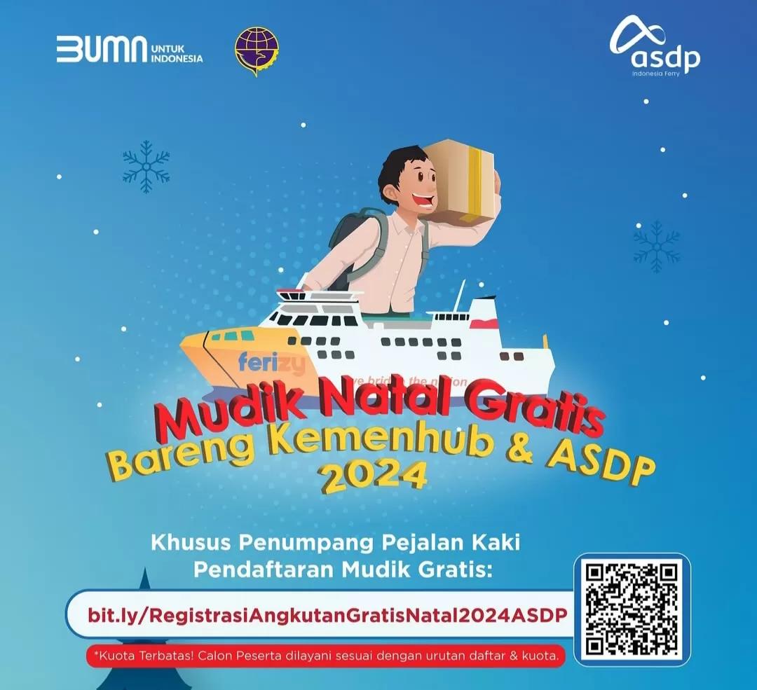 ASDP dan Kemenhub Gelar Mudik Natal Gratis dengan Ribuan Kuota, Daftarkan Diri Melalui Link Berikut