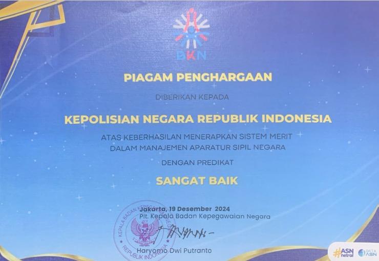 Dapat Penghargaan BKN, Polri Dianggap Sangat Baik Dalam Manajemen SDM