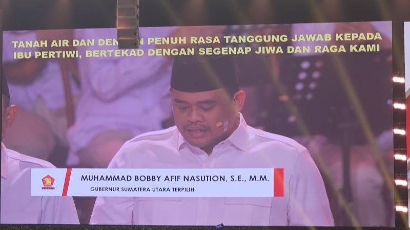 Bobby Nasution Lantang Bacakan Sumpah Kader Gerindra