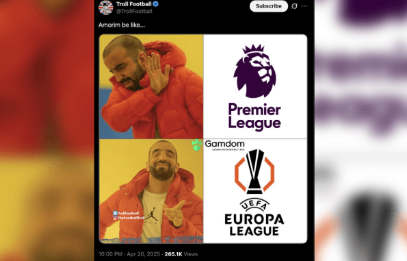 Meme Sindir MU: “Suhu di Liga Europa, Cupu di Liga Inggris”