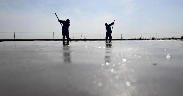 Pekerja Tianjin Panen Garam Musim Semi di Tambak Seluas 16.700 Hektare