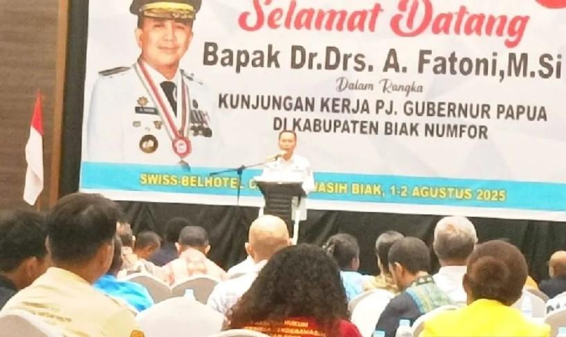 Pj Gubernur Papua Ajak Warga Biak Numfor Sukseskan PSU Pilkada 6 Agustus 2025