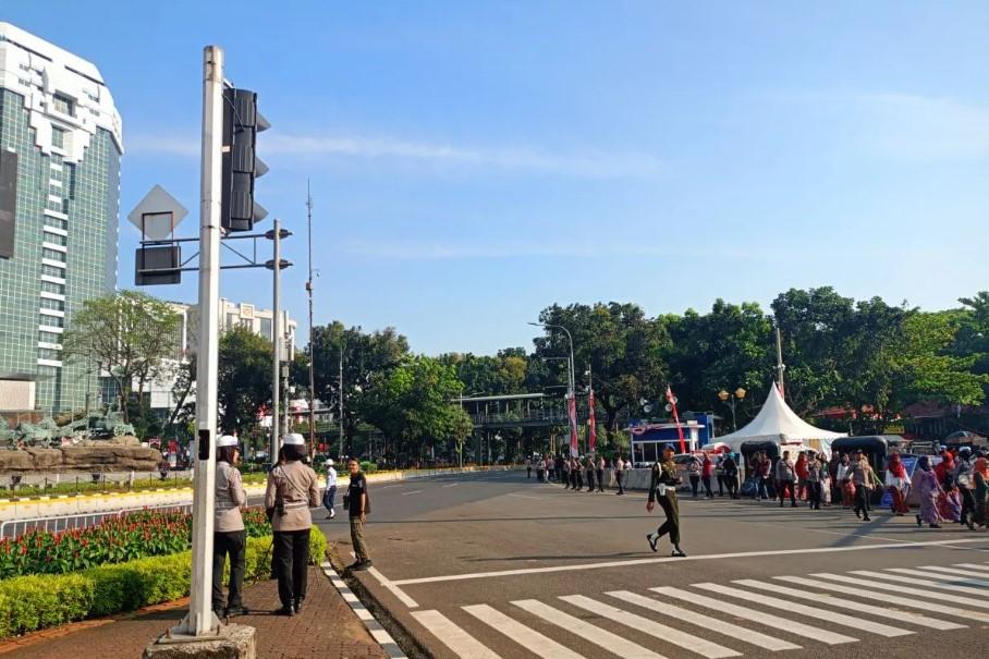 Penutupan Jalan di Kawasan Patung Kuda Demi Kelancaran Peringatan HUT ke-80 RI