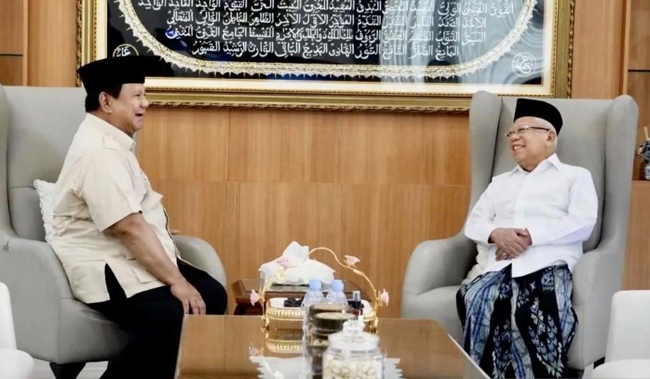 Presiden Prabowo Bersilaturahmi dengan KH Ma’ruf Amin, Bahas Arah Pembangunan Bangsa
