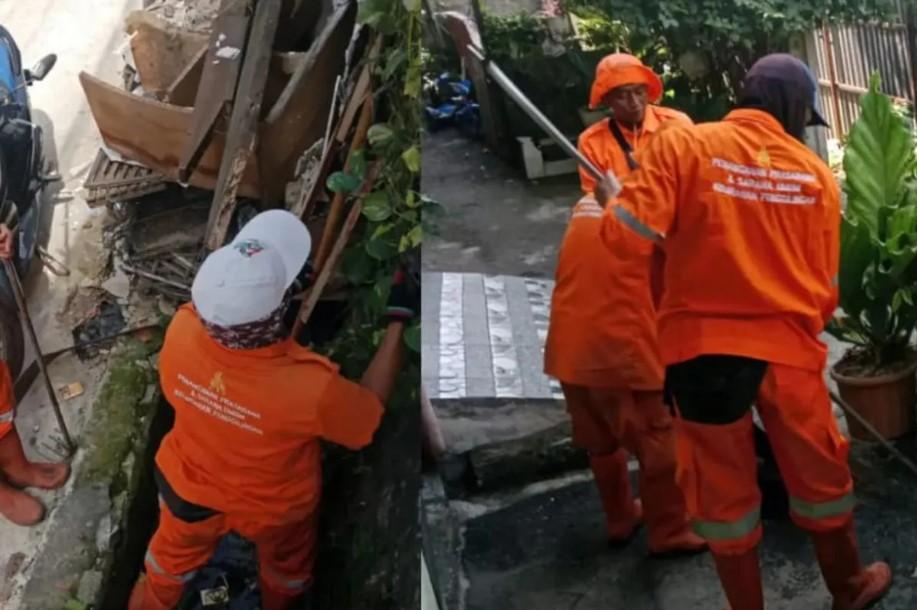 PPSU Bersihkan Saluran Air di Jakarta Timur untuk Cegah Banjir