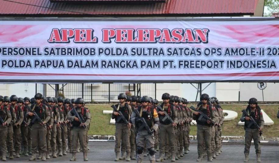 100 Personel Brimob Polda Sultra Dikirim ke Papua untuk Amankan PT Freeport Indonesia