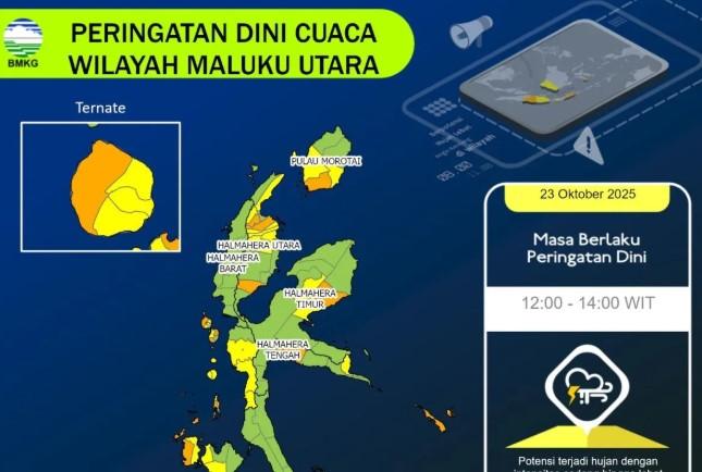 BMKG Imbau Waspada Cuaca Ekstrem di Maluku Utara hingga 29 Oktober, Ini Daerah dan Potensi Dampaknya