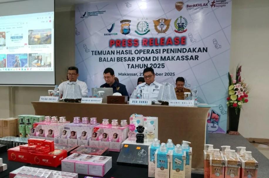 BBPOM Makassar Gagalkan Peredaran Ribuan Kosmetik Ilegal Bernilai Rp728 Juta di Sidrap