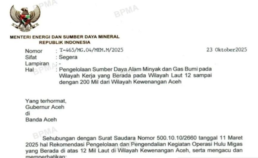 Aceh Resmi Terlibat dalam Pengelolaan Migas Hingga 200 Mil Laut, Pemerintah Pusat Beri Lampu Hijau