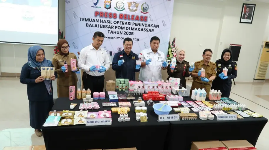 BBPOM Makassar Gagalkan Peredaran Ribuan Kosmetik Ilegal Senilai Rp728 Juta di Sulsel