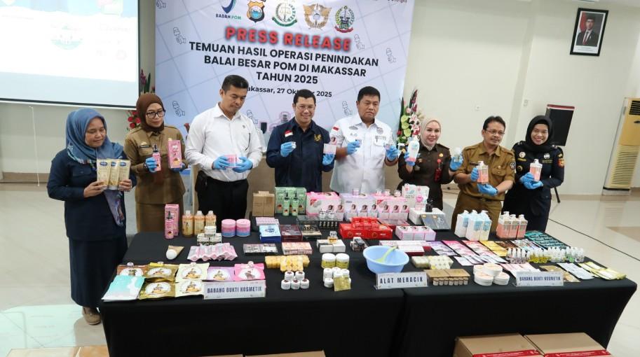 BBPOM Makassar Gagalkan Peredaran Ribuan Kosmetik Ilegal Senilai Rp728 Juta di Sulsel