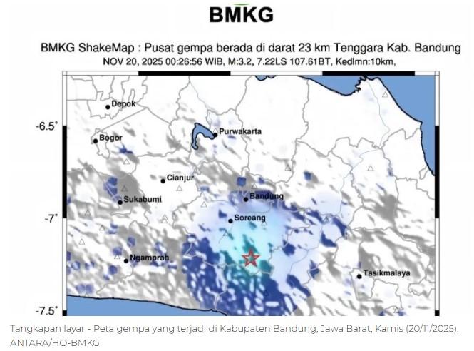 BMKG Catat 9 Gempa di Kabupaten Bandung, Masyarakat Diimbau Tetap Waspada dan Tenang