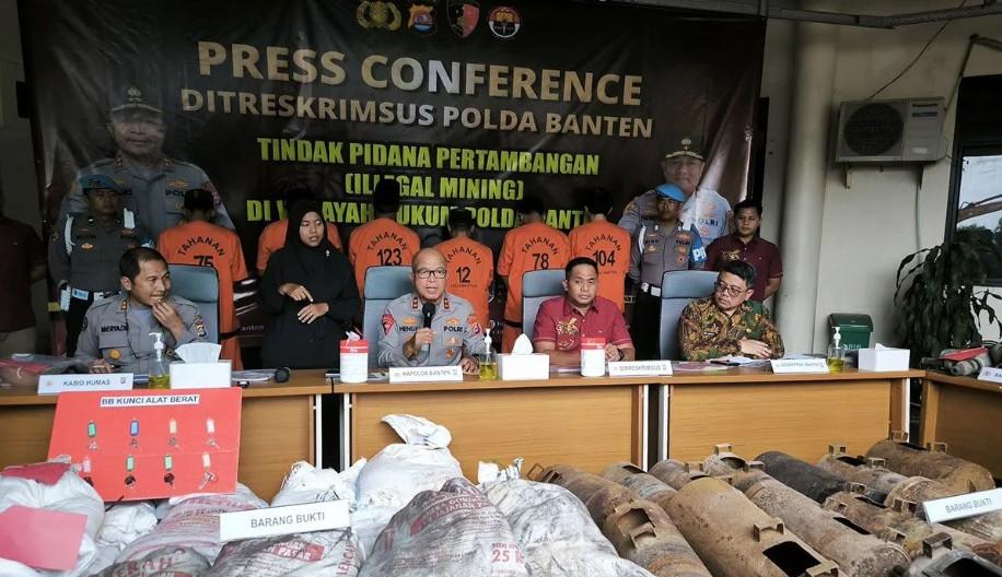 Polda Banten Bongkar 10 Kasus Tambang Ilegal, Kerugian Capai Rp18,35 Miliar dan 8 Tersangka Diamankan