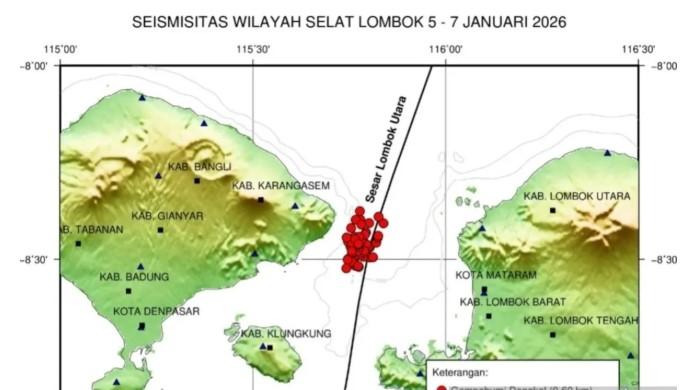 62 Gempa Dangkal Guncang Selat Lombok, BBMKG Imbau Masyarakat Waspada dan Lakukan Mitigasi Mandiri