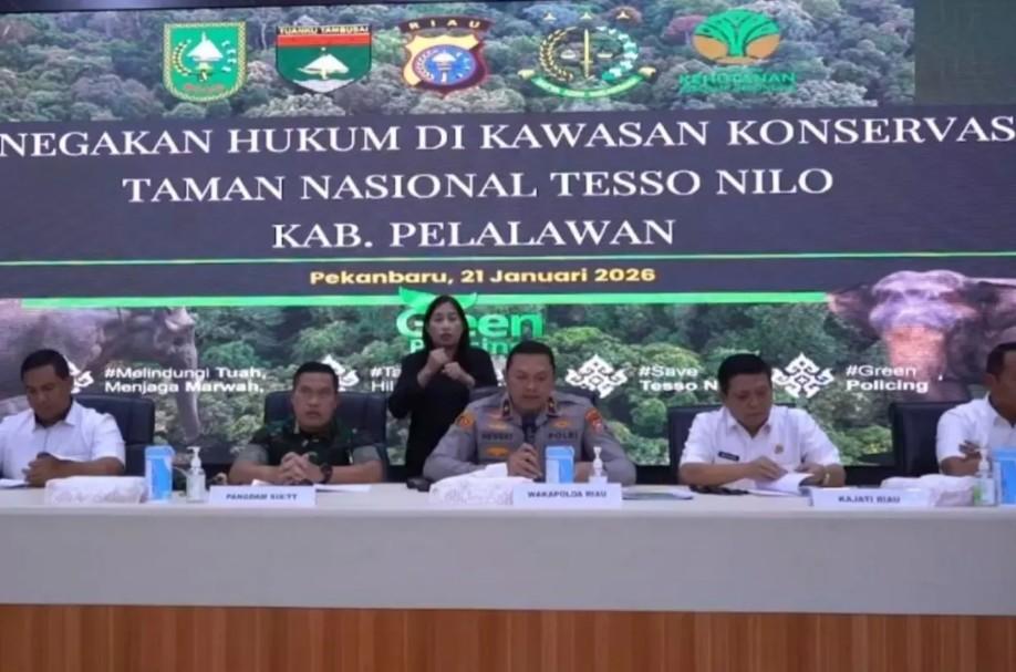 Tiga Tersangka Ditahan Polda Riau karena Kuasai 270 Hektare Lahan Sawit Ilegal di Taman Nasional Tesso Nilo