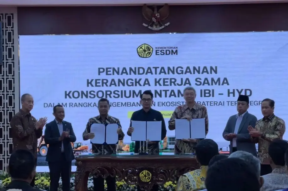 Konsorsium Antam–IBI–HYD Teken Kerja Sama Ekosistem Baterai Listrik Terintegrasi Senilai USD 6 Miliar