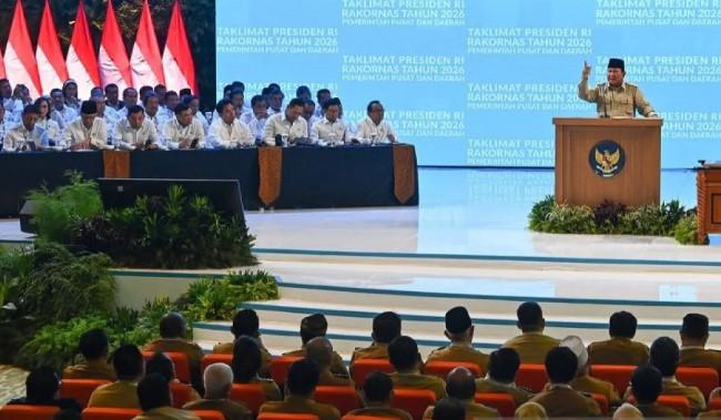 Presiden Prabowo Menegaskan Rakyat Mendambakan Pemimpin yang Jujur dan Adil saat Membuka Rakornas 2026