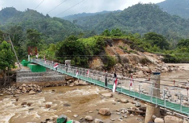 Jembatan Gantung Perintis Garuda di Tapanuli Tengah Rampung Dibangun, Kodam I/Bukit Barisan Percepat Pemulihan Akses Warga