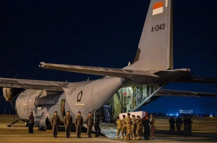 Pemulangan Tiga Prajurit TNI Gugur di Lebanon Disambut Upacara Militer di Bandara Soekarno-Hatta