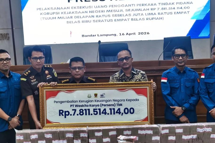 Kejati Lampung Eksekusi Uang Pengganti Rp7,8 Miliar dari Terpidana Korupsi Tol Terpeka