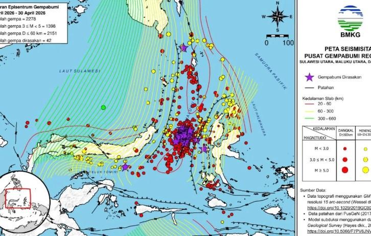 Gempa Magnitudo 5,9 Guncang Manado Dipicu Aktivitas Lempeng Laut Maluku