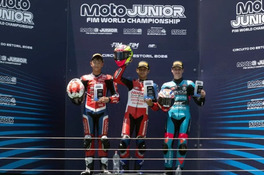 Muhammad Kiandra Ramadhipa Naik ke Peringkat Kedua Klasemen Moto3 Junior FIM 2026 Usai Menang di Estoril