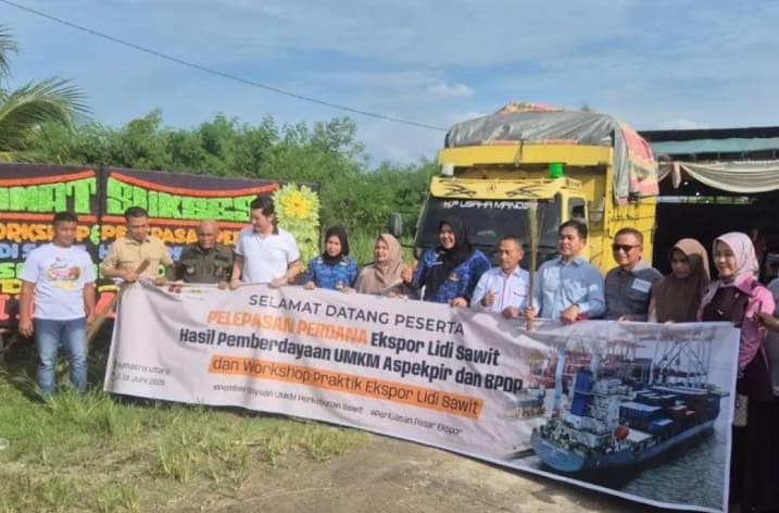 BPDP dan ASPEKPIR Lepas Ekspor Perdana 28 Ton Lidi Sawit ke China dari Sumatera
