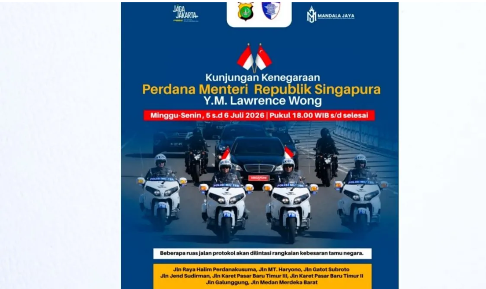 Ditlantas Polda Metro Jaya Atur Lalu Lintas Selama Kunjungan Kenegaraan PM Singapura Lawrence Wong