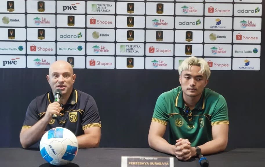 Bernardo Tavares Menyiapkan Rotasi Persebaya untuk Hadapi Persija pada Laga Perdana Piala Presiden 2026