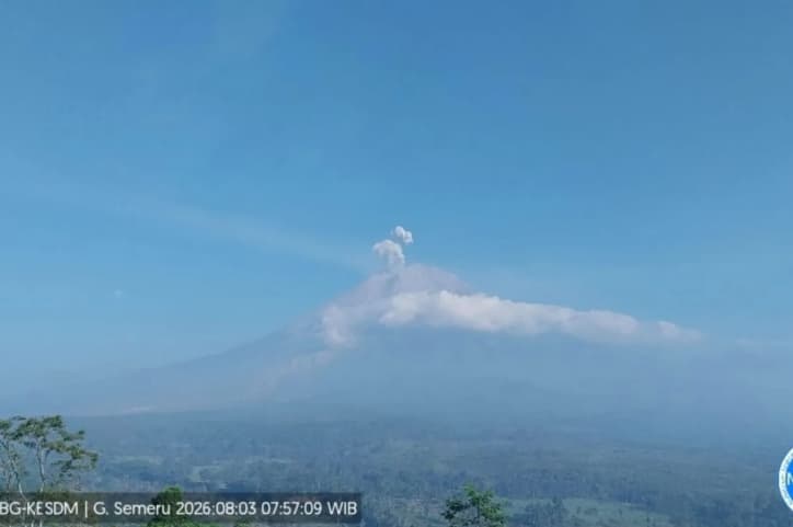 Gunung Semeru Lima Kali Erupsi, Tinggi Letusan Capai 700 Meter pada Senin Pagi