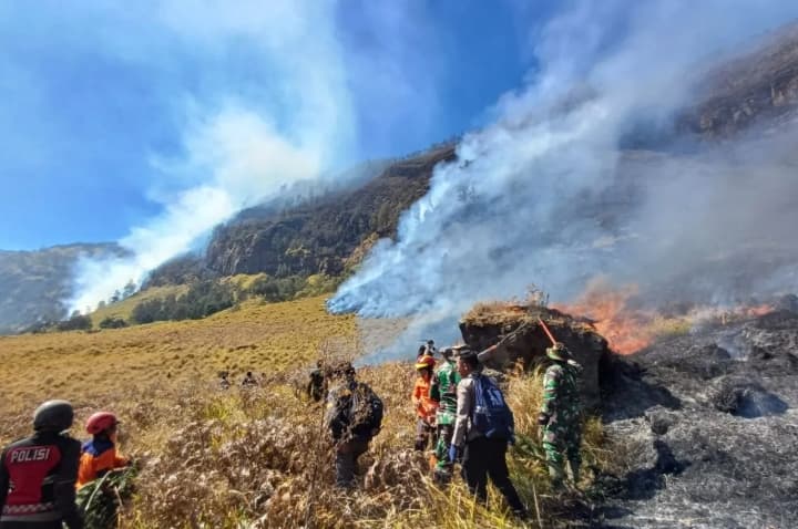 Karhutla Gunung Bromo Belum Padam, Luas Lahan Terbakar Meluas Jadi 10 Hektare
