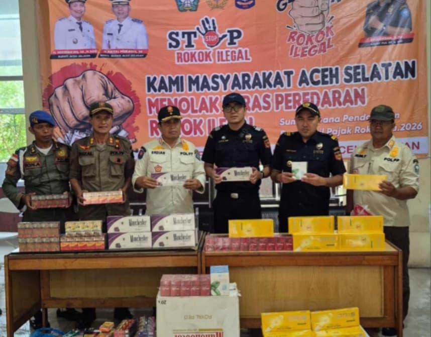 Bea Cukai Meulaboh dan Satpol PP Amankan 40.960 Batang Rokok Ilegal dari Kios dan Toko di Aceh Selatan