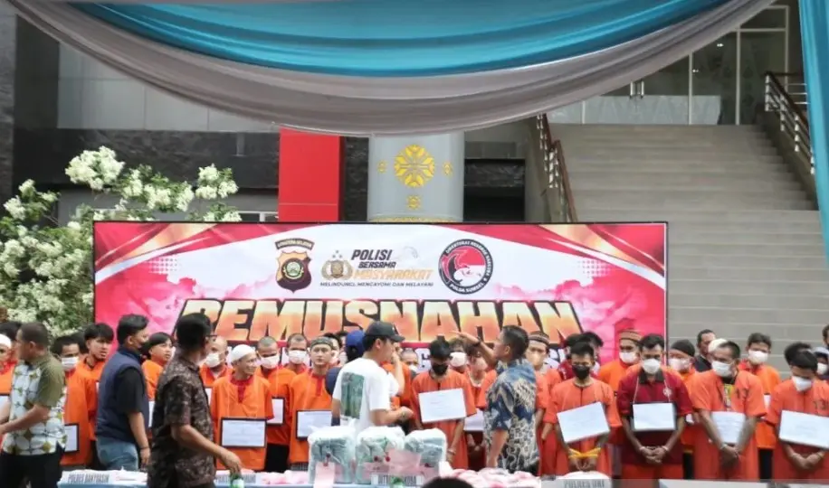 Polda Sumsel Musnahkan Narkoba Senilai Rp21,79 Miliar, Ungkap 71 Kasus dan Amankan 87 Tersangka