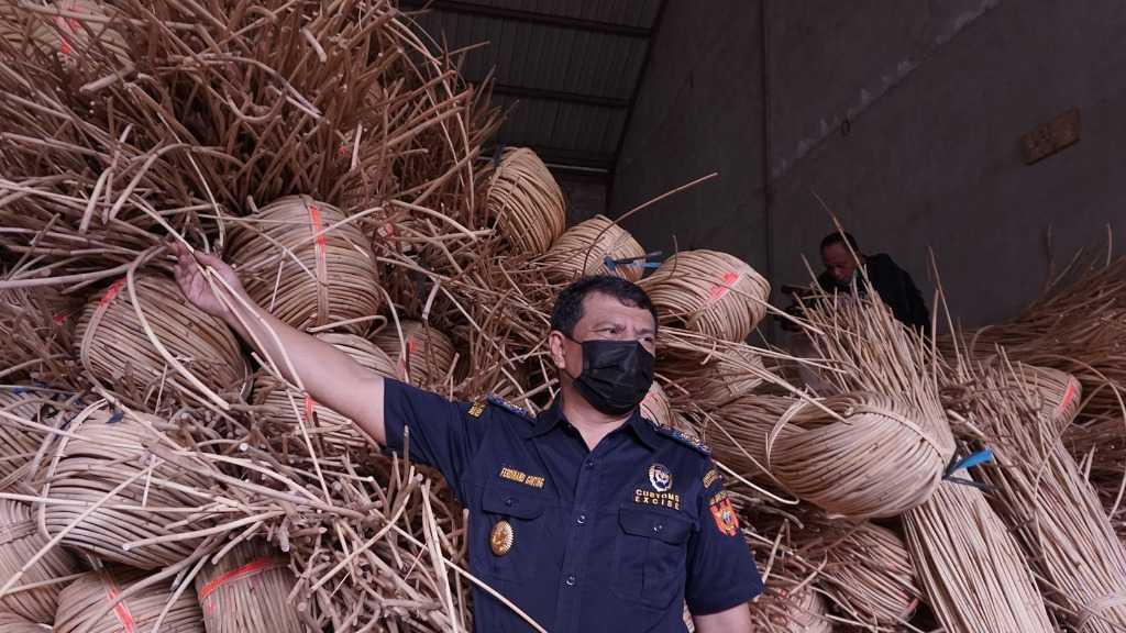 Patroli Sriwijaya 2021, Bea Cukai Gagalkan Penyelundupan 100 Ton Rotan ke Malaysia