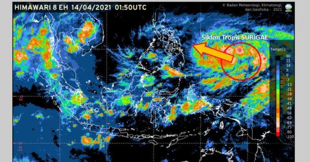 BMKG Prediksi Siklon Tropis Surigae Berkembang Jadi Topan Kuat pada 16 April