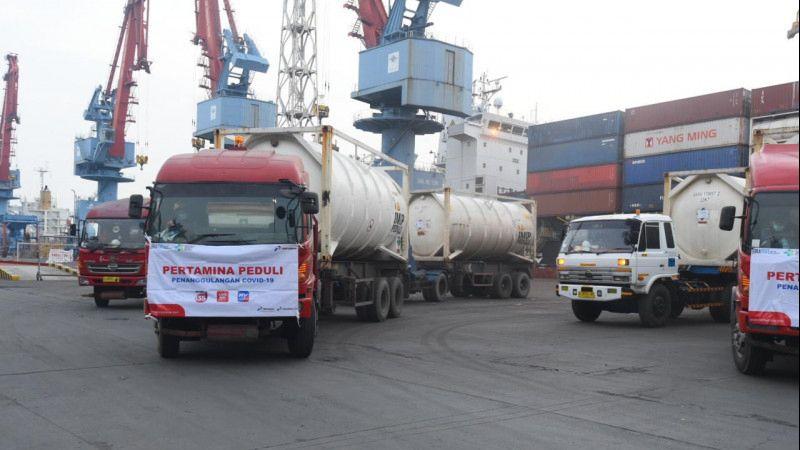 Covid Mengganas, Pertamina Kirim Puluhan Ton Tangki Oksigen dari Berbagai Daerah untuk RS di Jawa