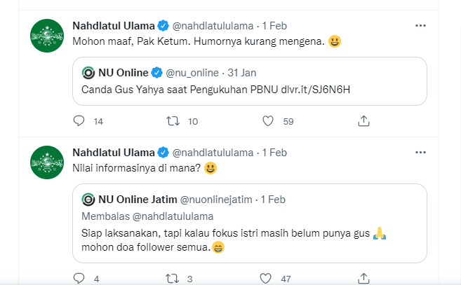 Admin Akun Twitter @nahdlatululama Mau Dipolisikan, Begini Gaya Cuitannya
