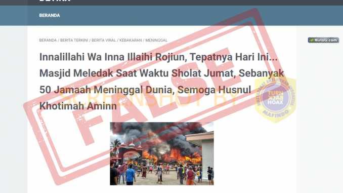 Masjid Meledak Waktu Salat Jumat, 50 Jemaah Meninggal Dunia, Cek Faktanya