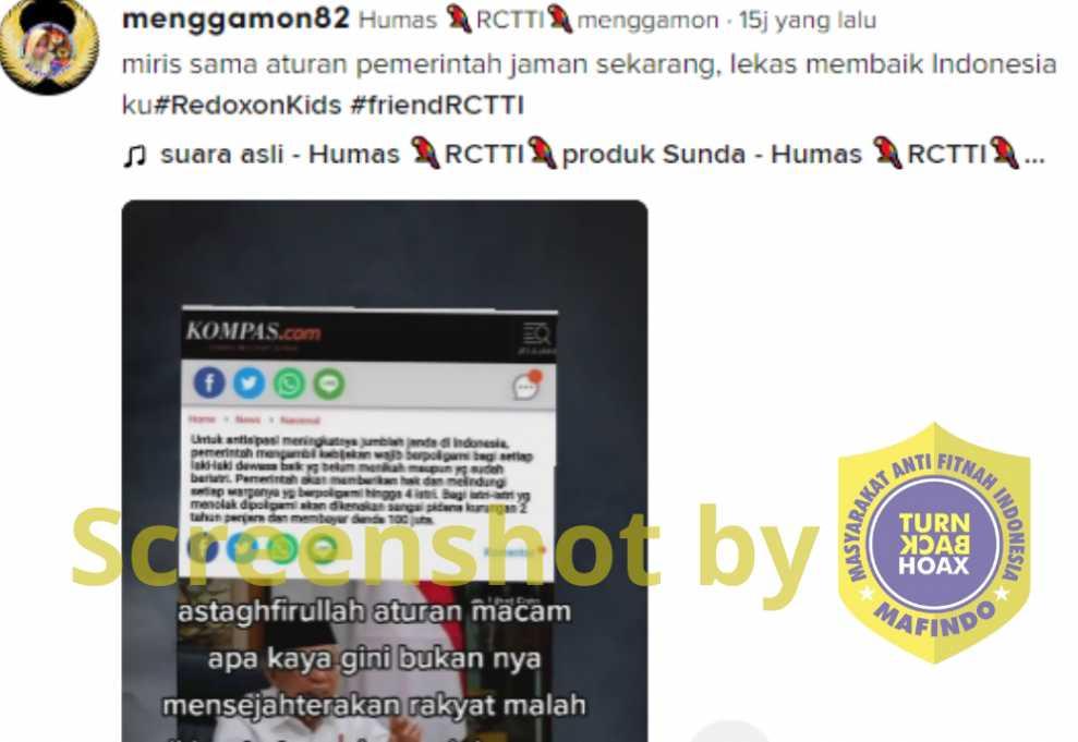 Pemerintah Indonesia Wajibkan Pria Berpoligami untuk Mengurangi Janda, Cek Faktanya