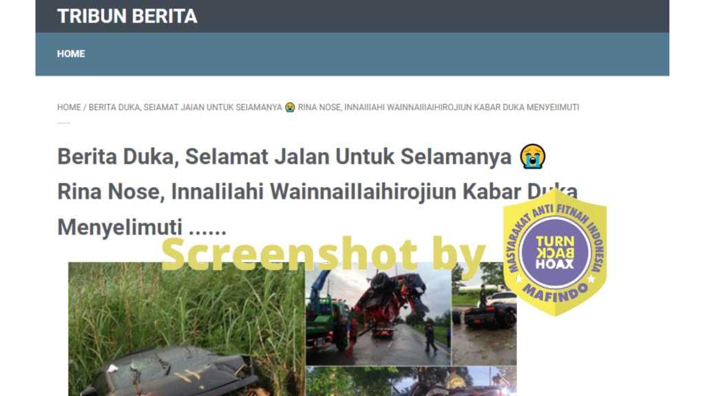 Rina Nose Dikabarkan Meninggal Dunia karena Kecelakaan, ternyata Begini Faktanya