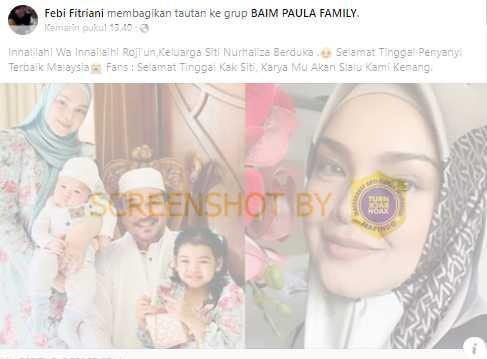 Penyanyi Terbaik Malaysia Siti Nurhaliza Meninggal Dunia, Cek Faktanya