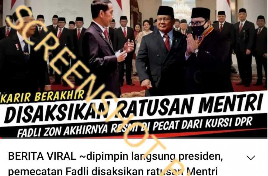 Fadli Zon Dipecat dari DPR, Cek Faktanya